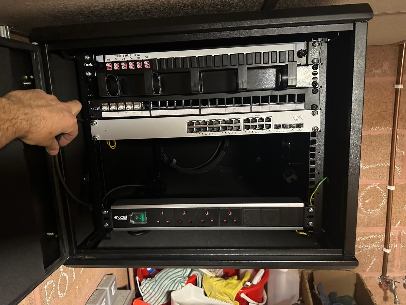 Network cabinet with Cisco switch